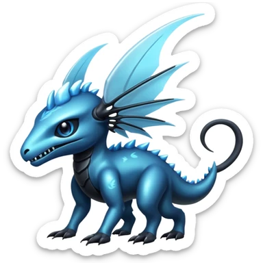 Shiny Dark Edgy  Inteleon-Amaura-Fakémon-hybrid-creature (full body)  sticker
