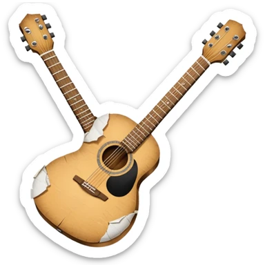 paper acoustic guitar with white paper tears & rips across it sticker