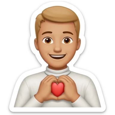 Man with hands gripped around neck crossed like he is choking while smiling sticker