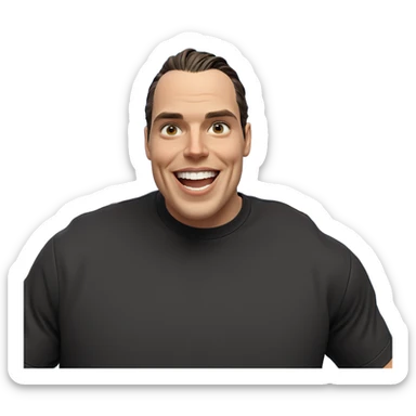 smiling boy in black shirt sticker