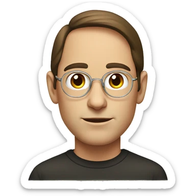 young Steve jobs drawn with brown hair and without glasses sticker