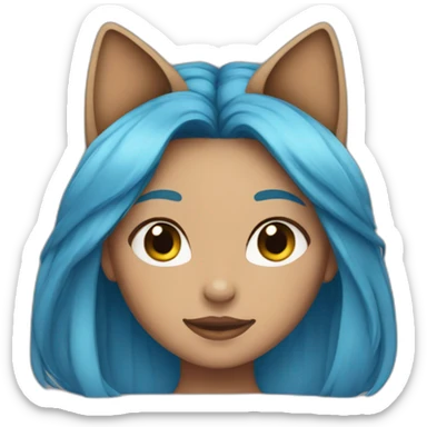  tan skinned girl with long blue hair and cat ears  sticker