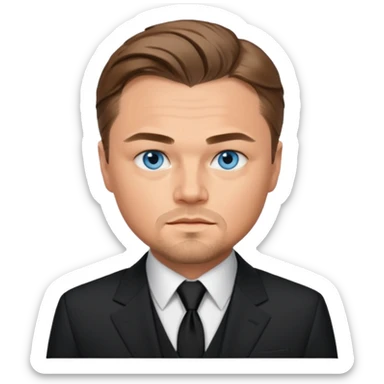 Leonardo DiCaprio with blue eyes, black suit sticker