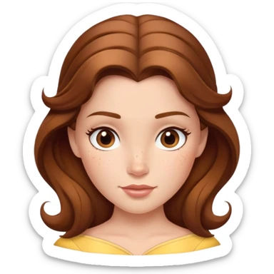 Disney Princess Belle from Beauty and the Beast with brown hair and face with freckles sticker
