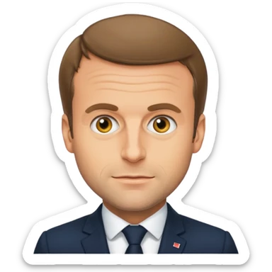 Emmanuel Macron, French president, emoji style portrait sticker