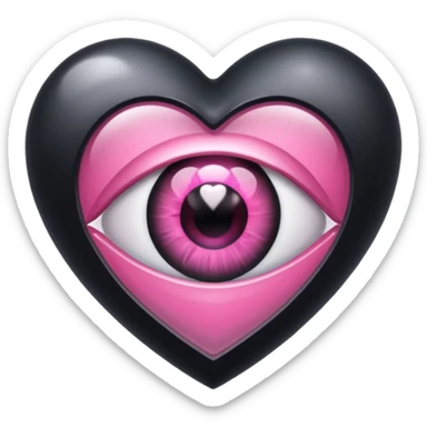 A black heart crystal with a pink eye in the center sticker