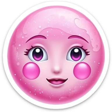 Pink sparkly moon sticker