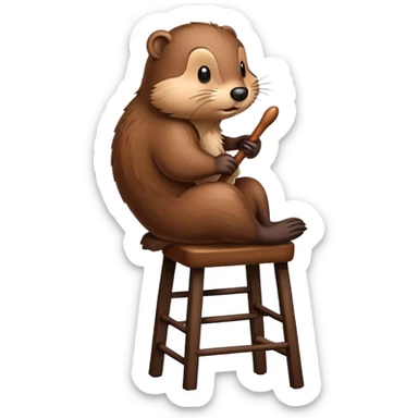 Beaver stilling on bar stool sticker