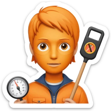 orange west person holding a meter stick sticker