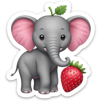 elephant on a strawberry sticker