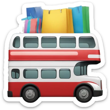 double decker bus holding shopping bags sticker