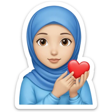 Turkish beautiful finish Konya girl blue with hijab and hold heart in her hand  sticker