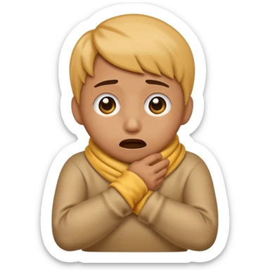 An emoji with their hand wrapped around their neck and squeezing they looked stressed sticker