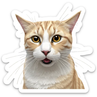 realistic cat crayon art sticker