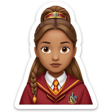 Angelina Johnson in harry potter, wear hogwarts gryfindor uniform, ponytail hair sticker