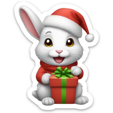 bunny wishing Merry Christmas  sticker