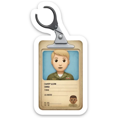 Scissors cutting military ID card front view sticker