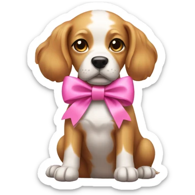 dog with a pink bow sticker