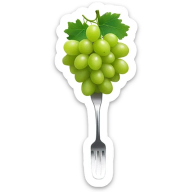 Fork with a green grape at the end sticker