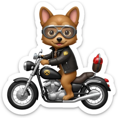 Dog riding a motorcycle sticker