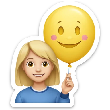 Teen with smiley-face balloon sticker