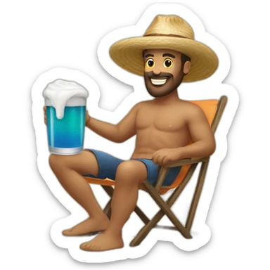 Hombre en la playa con una cerveza  sticker