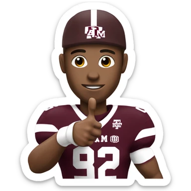 Texas a&m 12th man football player holding up a thumb sticker