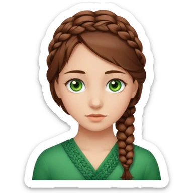 D’une fille au yeux vert avec les cheveux marron mode tresse collée et voilà  sticker