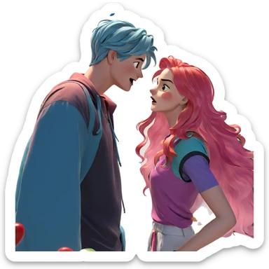 sweet moment with colorful friends sticker