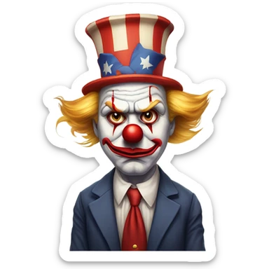 President Donald trump as a sad and angry clown  sticker
