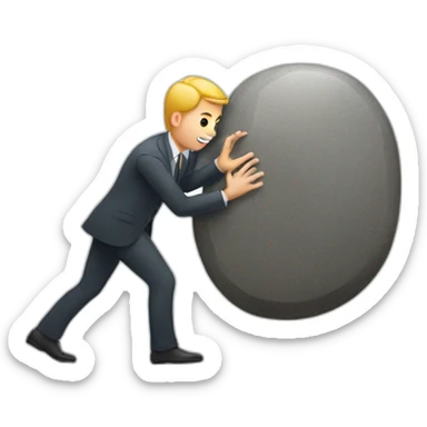 sales man pushing a stone for sales sticker