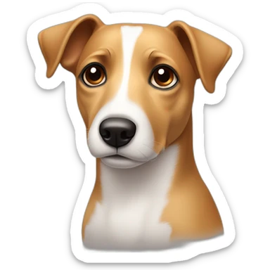 tan Jack Russel head frowning facing right with eyes looking at you from the corner of their eye sticker