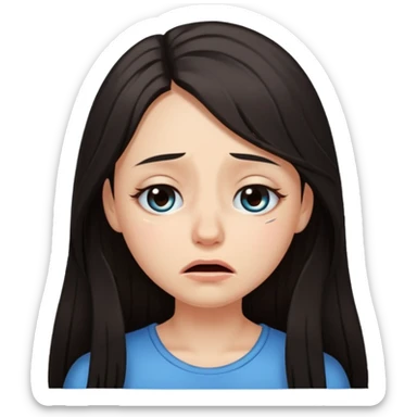 pretty girl with dark long hair crying and cross eyed sticker