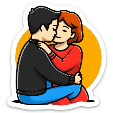couple hugging romantically sticker
