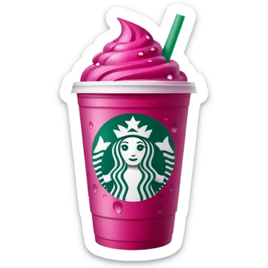 Starbucks dark pink dragonfruit refresher. white lid. starbucks logo. sticker