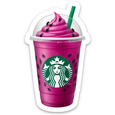 Starbucks dark pink dragonfruit refresher. white opaque lid. starbucks logo. sticker