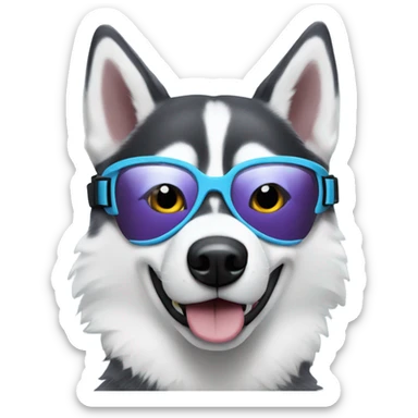 Husky dog wearing snow goggles sticker