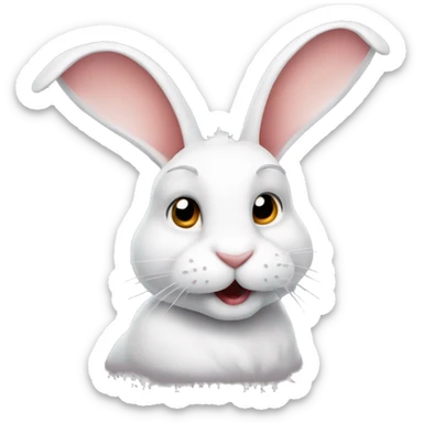 A white rabbit with an X as a mouth and two big ears sticker
