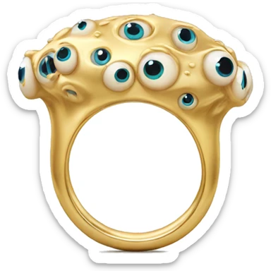 thin gold ring studded with eyeballs sticker
