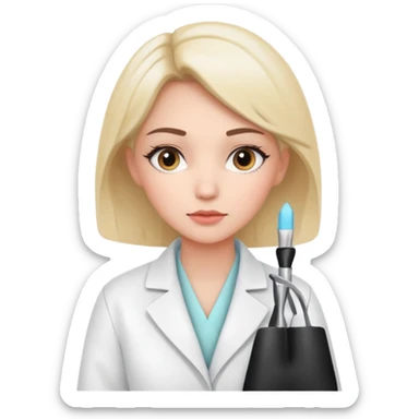 girl cosmetologist, thoughtful expression, soft colors, beauty clinic vibe sticker