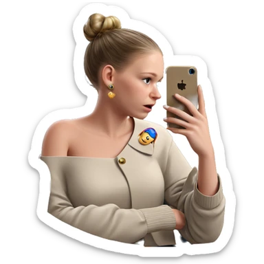 girl with earrings and phone sticker