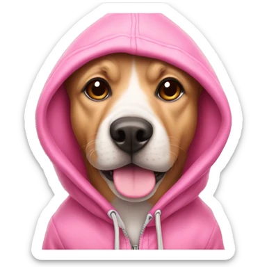 Pink dog with hoodie sticker