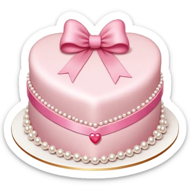 Vintage heart-shaped cake with pink bows and pearls sticker