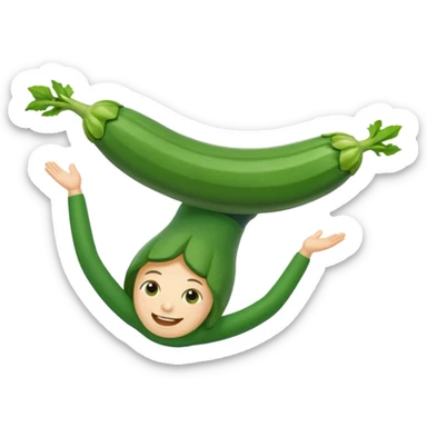 zucchini with a face doing an upside down cartwheel sticker