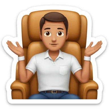Guy in a chair asking sticker