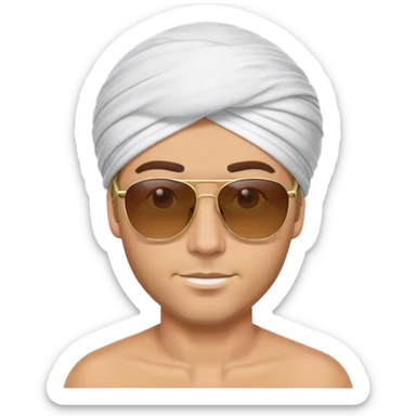 white guy with turban, hat, and sunglasses sticker