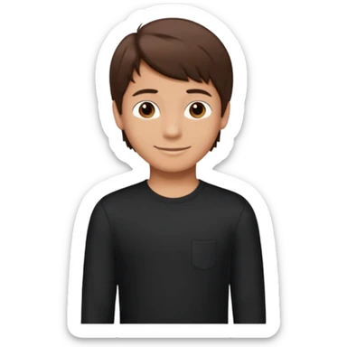 Boy with tan skin, brown hair, hair like Rodrick heffley, black long sleeve shirt, brown eyes sticker