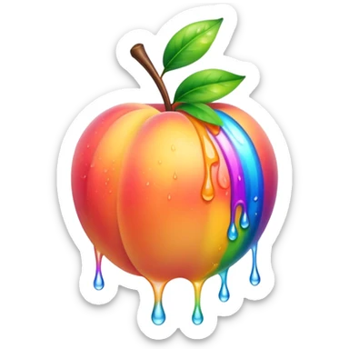 Wet rainbow dripping peach sticker