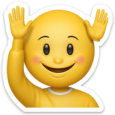 Smiley face with hands waving  sticker