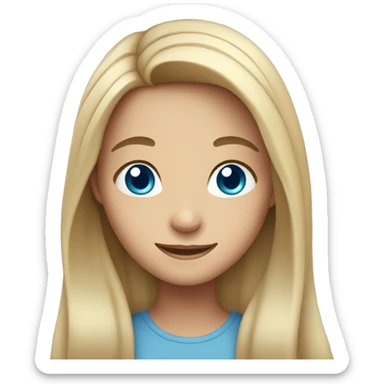 smiling girl with long hair with blue eyes sticker